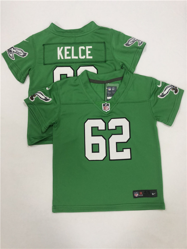 Toddlers Philadelphia Eagles #62 Jason Kelce Green Vapor Throwback Stitched Football Jersey